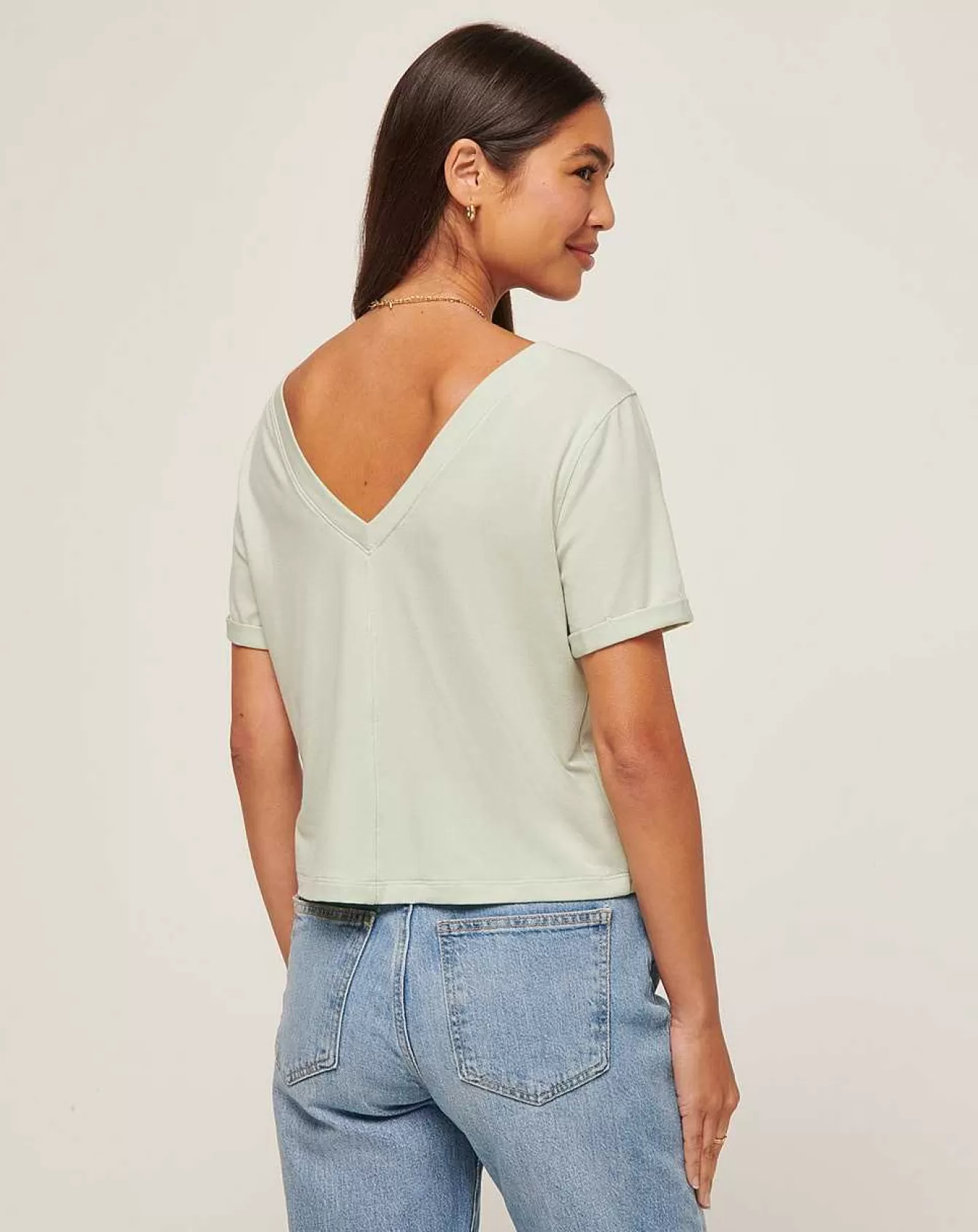 Cheap Calm Waters Vneck Top Shirts & Tops