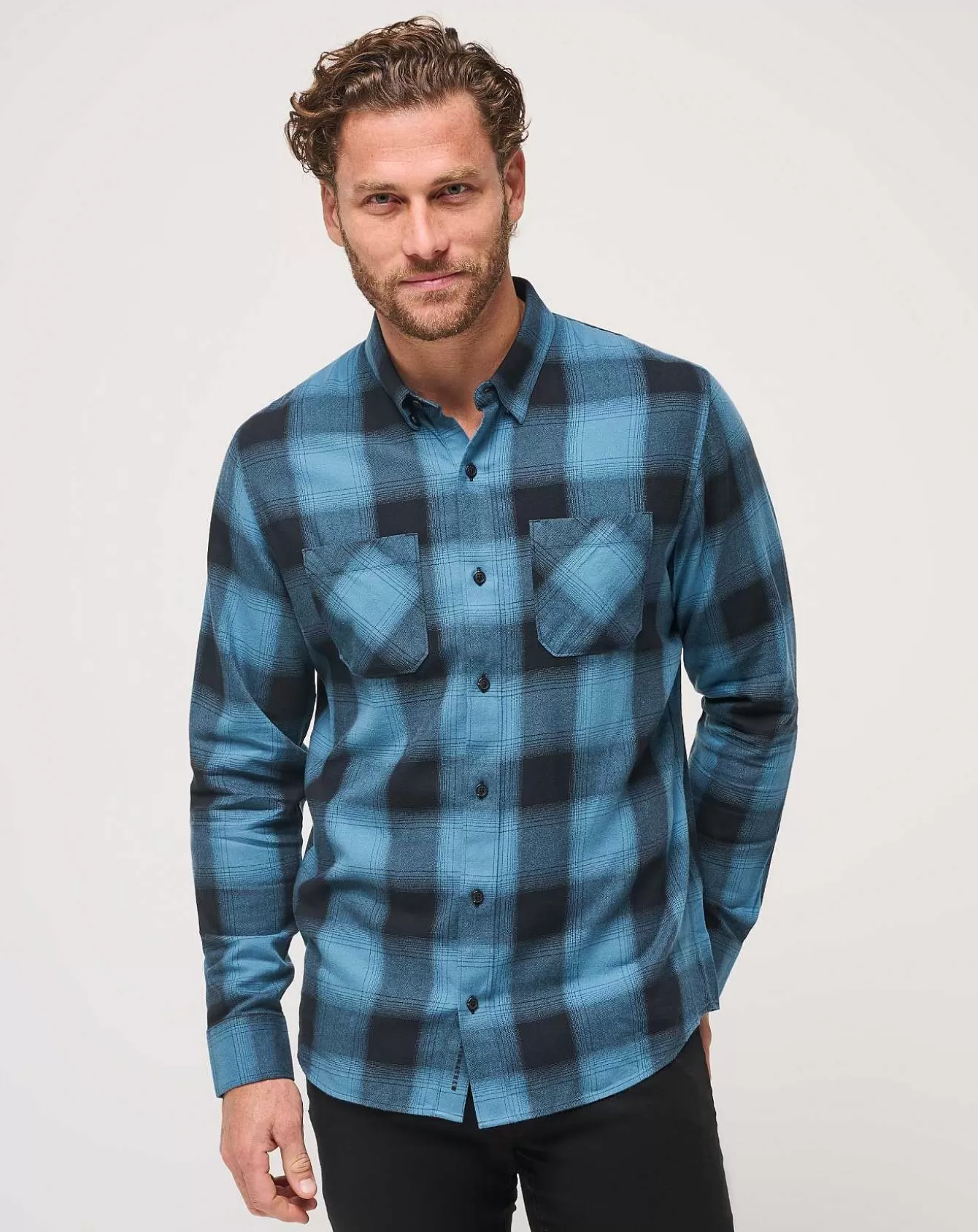 Best Sale Cloud Flannel Plaid Button-Up Button-Ups