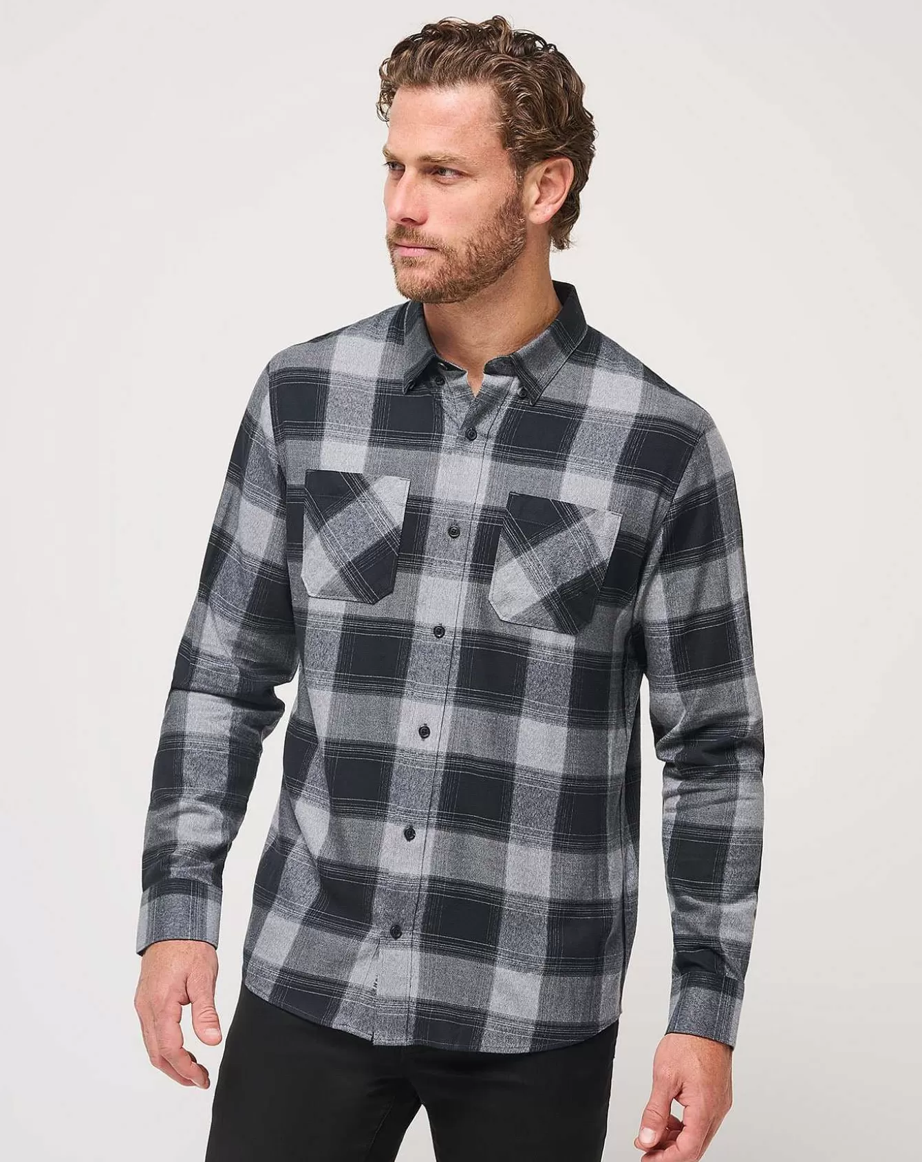 Fashion Cloud Flannel Plaid Button-Up Button-Ups