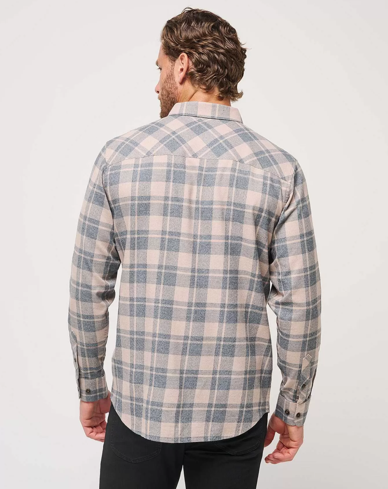 Cheap Cloud Flannel Plaid Button-Up Button-Ups