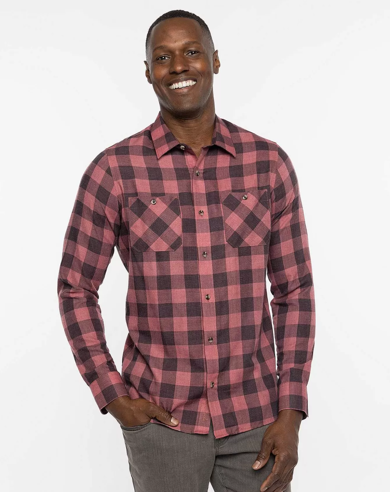 Cheap Cloud Flannel Plaid Button-Up Button-Ups