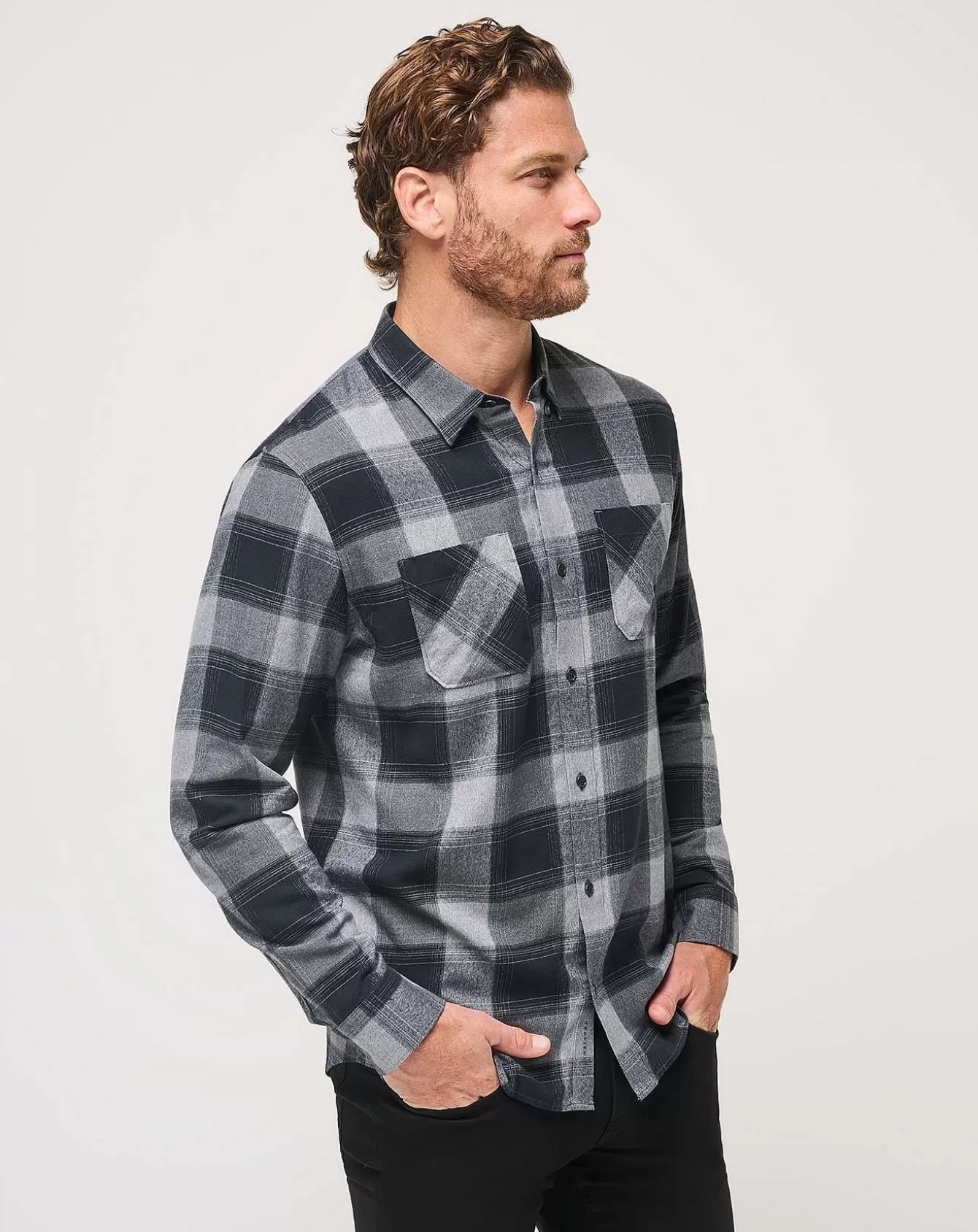 Fashion Cloud Flannel Plaid Button-Up Button-Ups