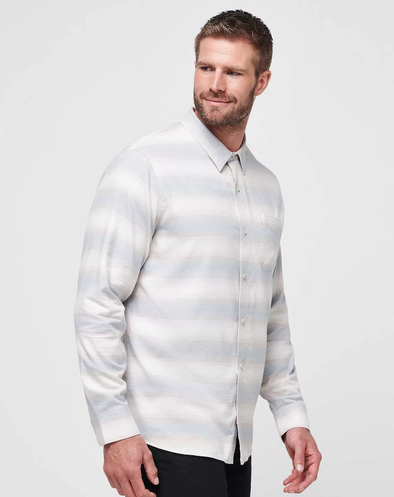 Clearance Cloud Flannel Stripe Button-Up Button-Ups